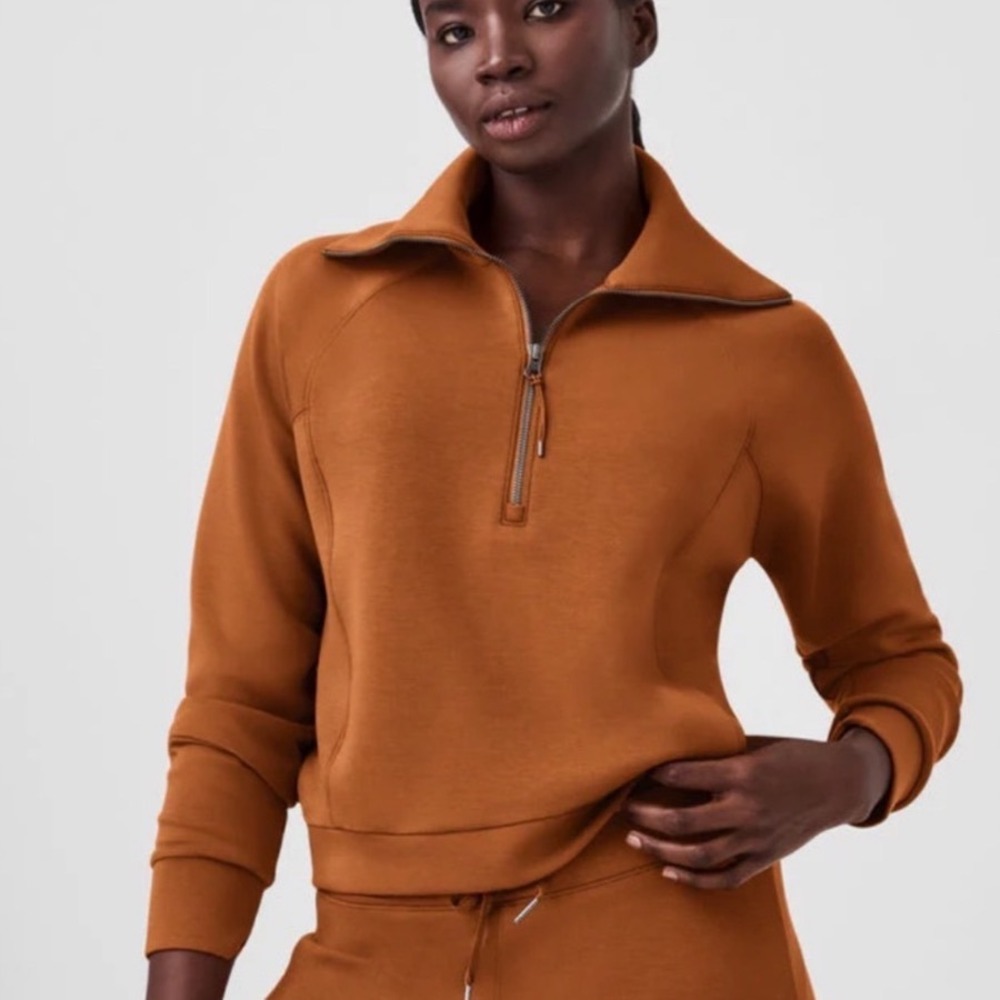Spanx Airessentials Half Zip Pullover Brown Size … - image 1